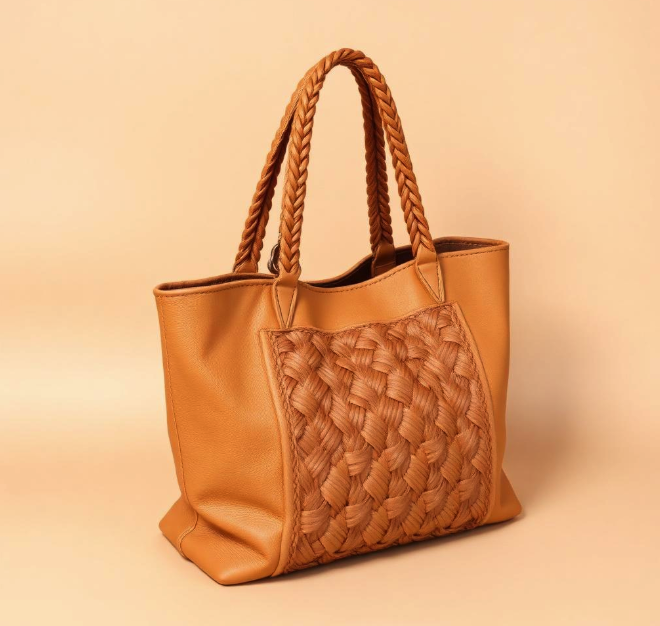 Bolso de piel tejido